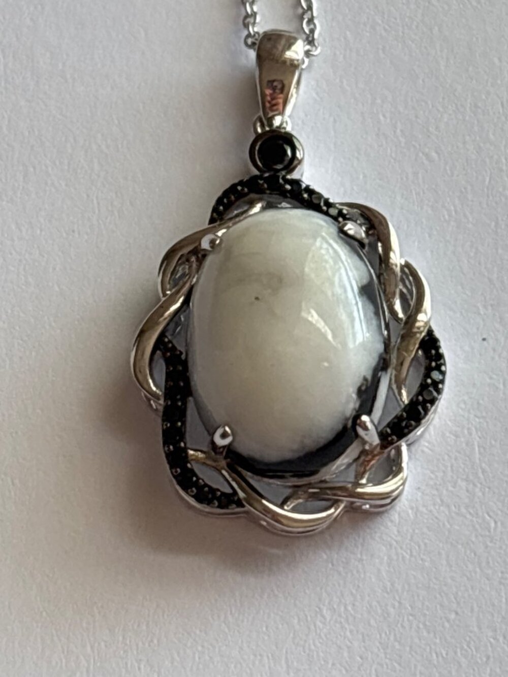Vintage White Buffalo (?) Sterling Silver Pendant